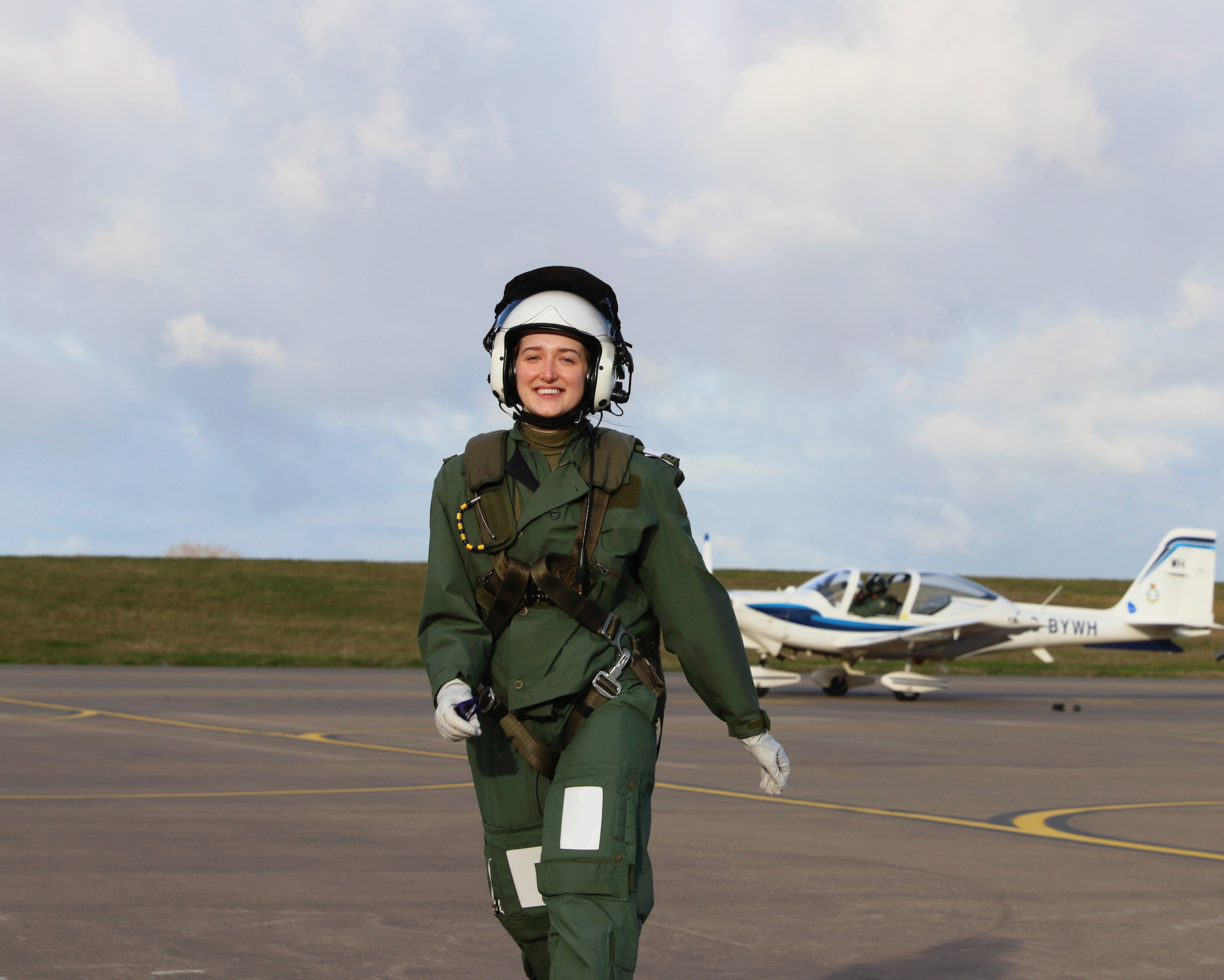 Officer Cadet Em Lloyd after her familiarisation flight